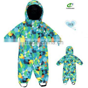 Insulated windproof waterproof overall colorful kids snow suit with reflective details