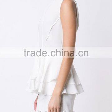 Best Selling Girls White Double Layered Ruffle Blouse Cheap Price photo-3