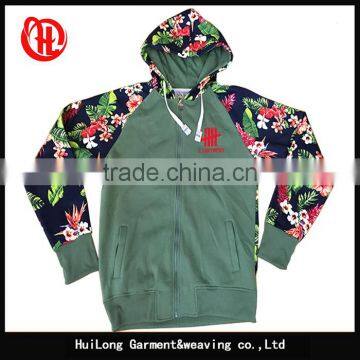 New Style Young Men Flower Printing Sleeve Autumn Hoody Jacket photo-2