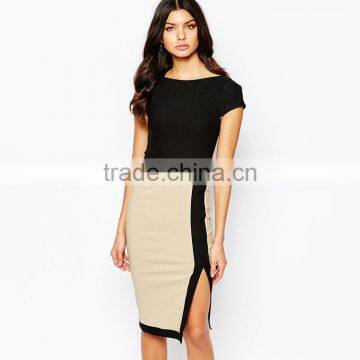 2 in 1 Pencil Dress With Cap Sleeve and Side Split