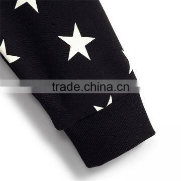 Bulk Stylish Hoody Sweatshirt Star Print Sleeve Cheap Black Hoodies photo-5