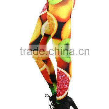 MGOO Latest Designs Soft Yoga Polyester Pants Custom Print Women Legging High Waist Fruit Print Pants photo-5