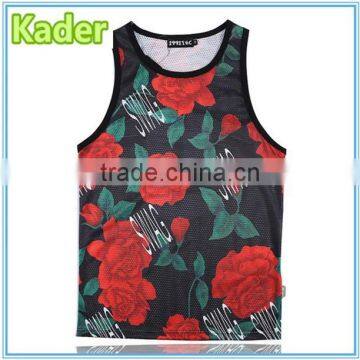 Polyester vest All over flower sublimation printing ladies tank top