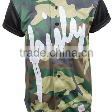 2015 new arrival custom sublimated camo baseball jersey fashion design wholesale for men and women