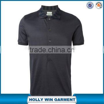 Dark grey cotton print collar mens latest design polo shirt wholesale