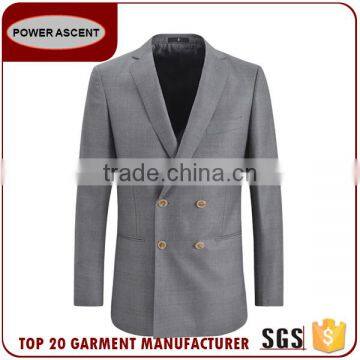 New Design Double Breast Light Grey Coat Pant Business Men Suit
