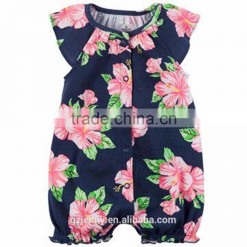 Wholesale Baby Basic Bodysuit Cotton Flower Print Sets Girls Sleeveless Children Romper