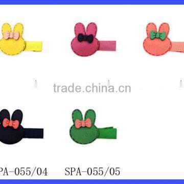 SPA052-5 Lovebaby Yiwu Cheap Solid Color With Small Bow Rabbit Clips Girls Wear