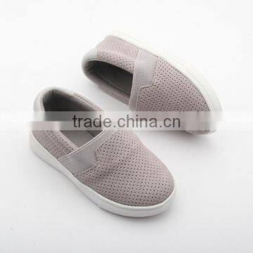 Flat Sole Kids Grey Hole Leather Baby Fashion Shoes photo-2
