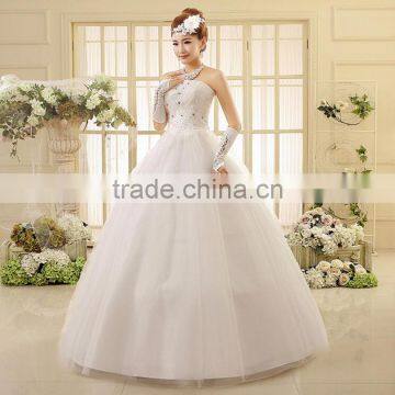 High Quality Strapless Pleats Muslim Wedding Dress photo-2