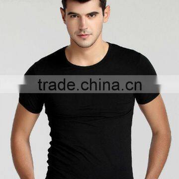 Plain slim fit black color bamboo t shirt for men / bamboo t shirt T12853