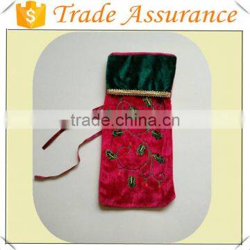 Cheap Christmas Gift Bag Velvet Drawstring Bag Bottle Wine Bag