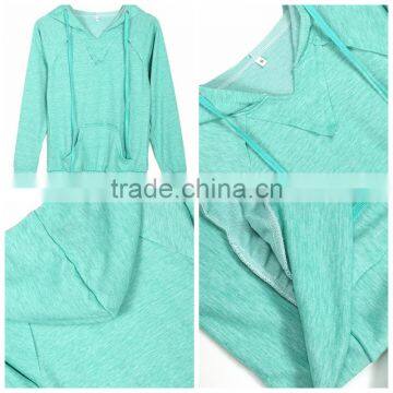 2017 High Quality Mint Green Pocket Front Drawstring Hoodie Women photo-3