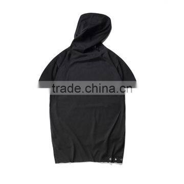 Men Black Zipper o Ring Hip Hop t Shirt With Hood photo-2