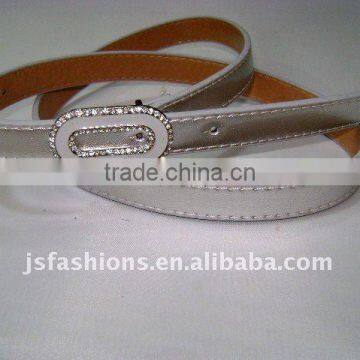 2011 fashion leather belt with rhinestone buckle