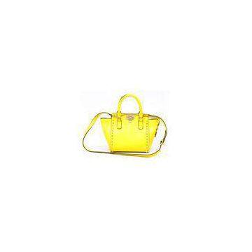 Yellow Summer Womens Leather Bag With Removable Shoulder Strap