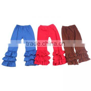 2016 yawoo wholesale multi color knitted cotton ruffle pants cute kids clothing