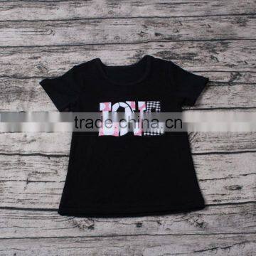 2016 Yawoo Fancy Black Short Sleeve Soccer Embroidery Patterns and Letters Latest Design Girls Top photo-2