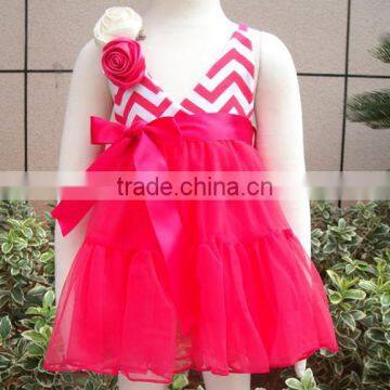 Hot sale hot pink color babies dresses for infant