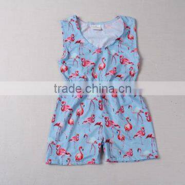 children clothing 2017 baby girl boutique romper flamingo print kids trendy romper