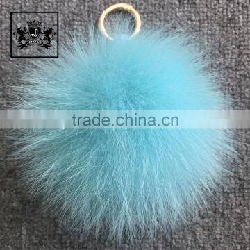 Latest pompom ball real fox fur balls keychain