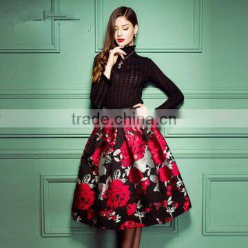 Hot Sale Latest Ladies Long Skirts Floral Printed Tutu Skirts,Fashion Floral Printed Long Tutu Skirts For Ladies photo-4