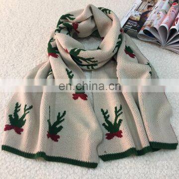 Christmas little antlers Korean style cute knitting jacquard thick warm scarf