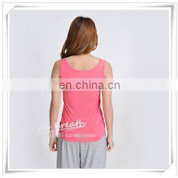 Lace Trim Square Neck Tank Top Bamboo Fiber Ladies Sleeveless Vest photo-4