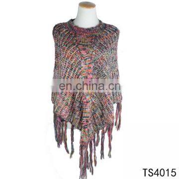 TOROS Autumn Winter sweater poncho wholesale colorful knitted tassel shawl women sweater