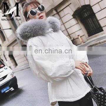 2016 New Style European Women Down Jacket With Raccoon Fur Winter White Duck Down Jacket