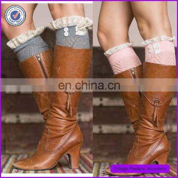 Wholesale Super Soft Women Cotton Lace Boot Cuff Socks