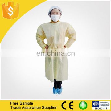 Yellow Non Woven PP Isolation Gown/Disposable Surgical Gown