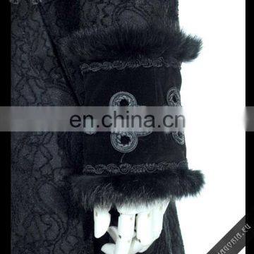 Gothic Long Coat With a Hood Trimmed With Natural Rabbit Fur photo-4