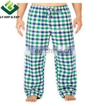 100% Cotton Flannel Pajama Lounge Pants- Blue/Green/White Big Checks