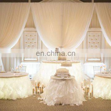 TC012N organza ruffled round wedding table skirts decoration