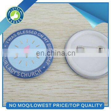 Promotional Tin Button Badge with safety pin