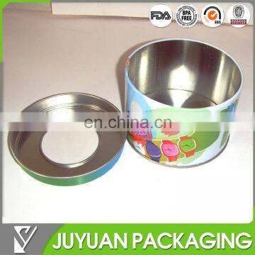 Dia95*60mm round metal tin can with pvc window