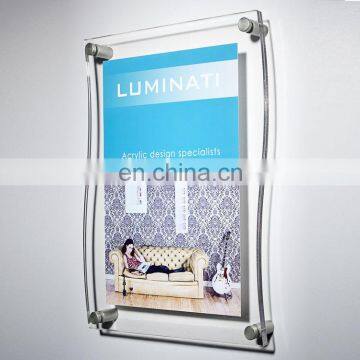 Manufacturers customized double-sided curve magnet acrylic frame ,transparent plexiglass magnetic frame