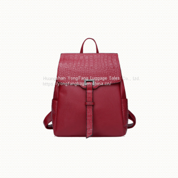 European and American fashion backpack spring and summer new women's bag crocodile-print   leather shoulder bag