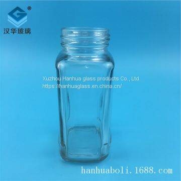 Direct Sales of 360ml Rectangular Honey Glass Bottle One Catty Glass Honey Bottle Manufacturer's Matching Bottle Cap