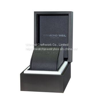 Luxury Custom Logo Black Small Mens Watch Gift Box Customized High Quality Black Matte Painting Wooden Single Watch Packaging Box photo-2