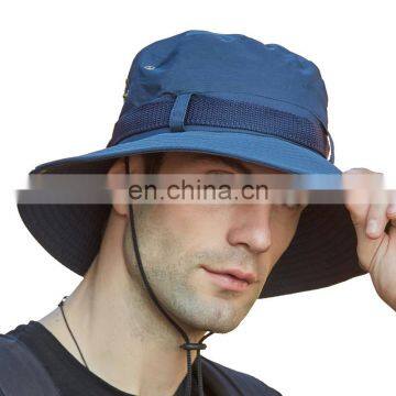 Wholesale Cheap Foldable Sun Custom Bucket Hat Summer Cotton Cap Fishing Boonie Brim Sun Safari Hat With Strings photo-4