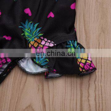 2 PCS Set 2019 New Item Summer Heart Toddler Bathing Suit Pineapple Full Print Black Toddler Swimsuit photo-6