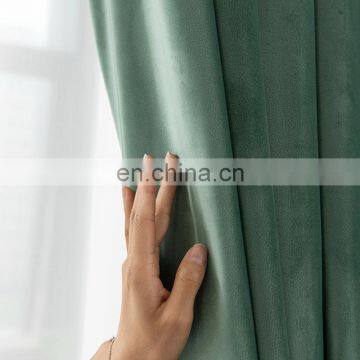 Hot Sale Plain Solid Classic Simple Luxury Style Soft Silky Window Velvet Curtains For Living Room Bedroom photo-3