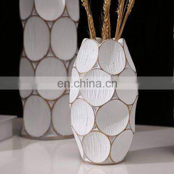 Creative design modern hotel home decoration artwork white resin flower vase for sale