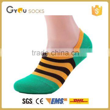 Yellow and black stripes women knitted casual socks/invisible socks