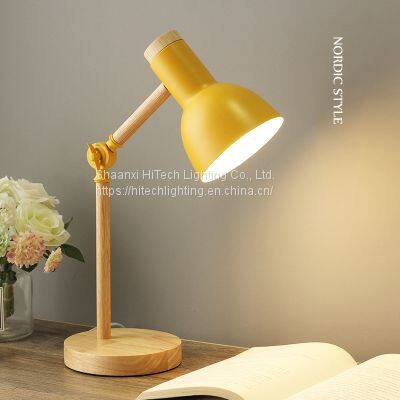 Creative Nordic Wooden Art Iron LED Folding Simple Desk Lamp Eye Protection Reading Table Lamp photo-3