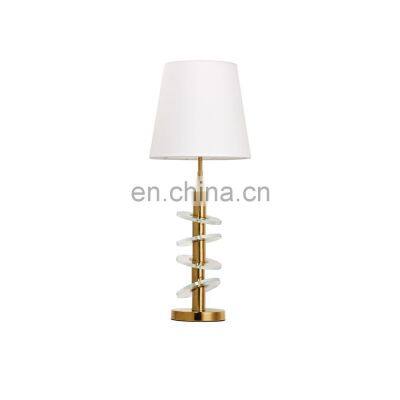 Modern Design K9 Crystal Golden Metal Glass Wafer Buffet Table Lamps For Interior Lighting