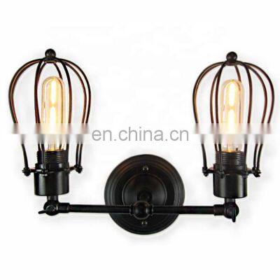 Traditional Vintage Industrial Wall Light Black Iron Art Lantern Cage Wall Lamp