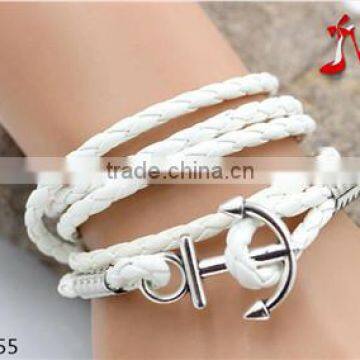 china wholesale good quality men 5 layers knitted anchor bracelet